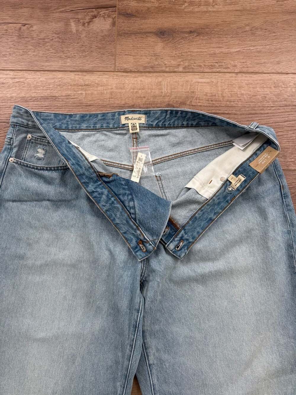 Madewell Low-Slung Straight Criss-Cross Waist Jeans 18W Light Wash NWT - Picture 7 of 14